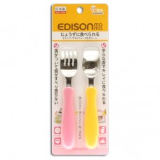 EDISON 不鏽鋼叉匙組-黃/粉