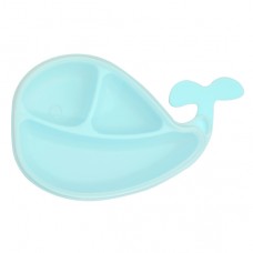 元氣寶寶 鯨魚造型餐盤附蓋-藍色